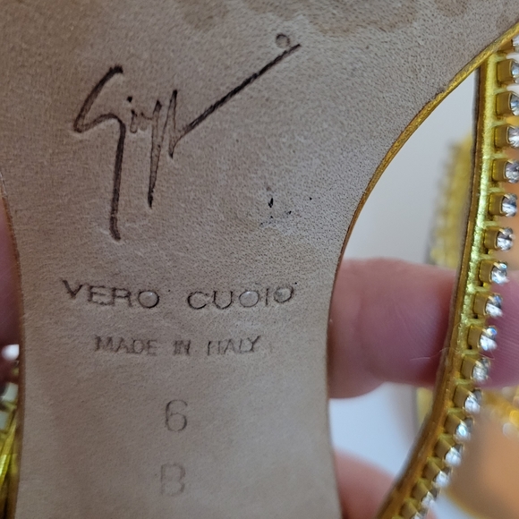 Giuseppe Zanotti Early 2000's Bling Sandals Heels Open Back Vintage Strappy Sz 6 - Picture 8 of 9